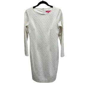 Betsey Johnson Women's White Dress 3/4 sleeves geometric pattern‎ lined